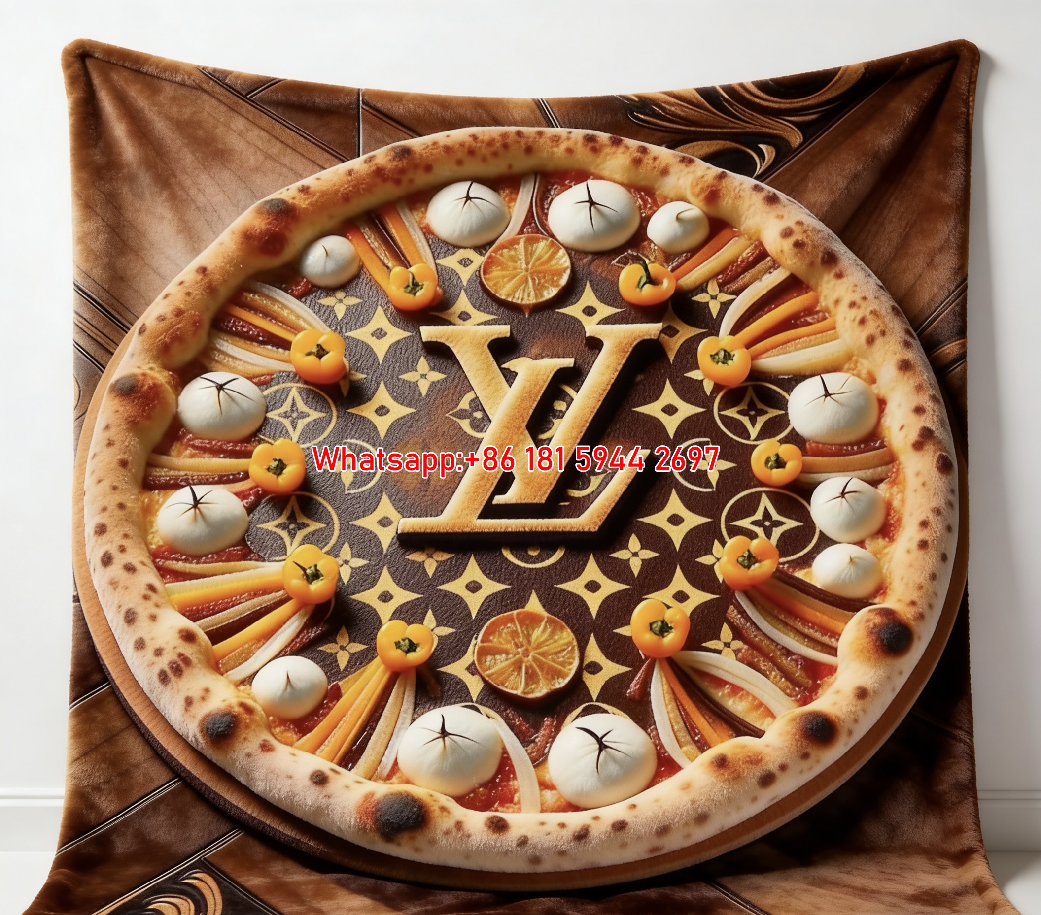 LV Luxury Pizza Blanket Monogram Pizza Throw IMG_3572
